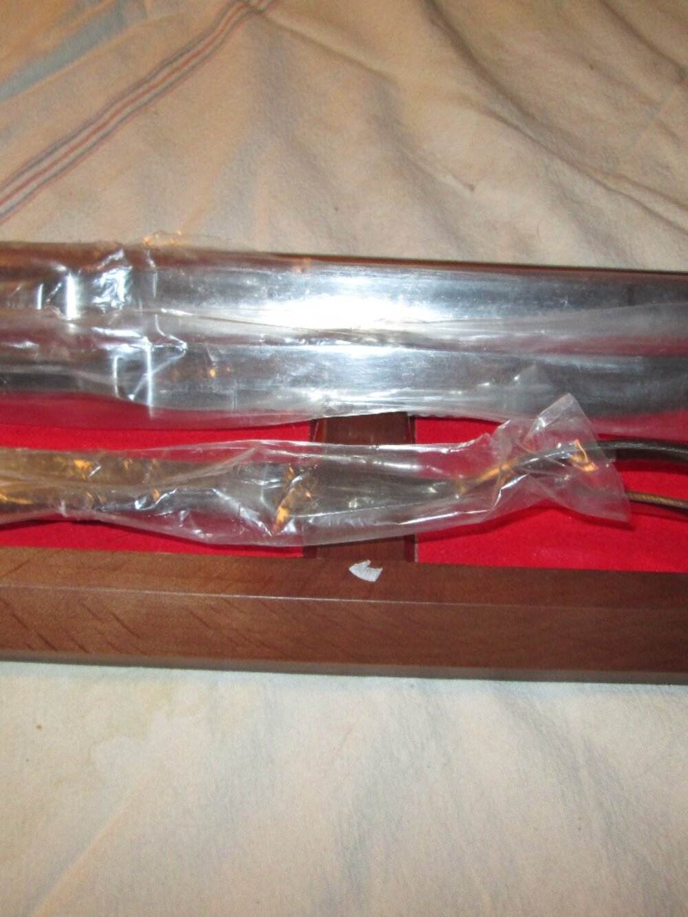 Vtg Harford forge NEW old stock 1960s stainless carving set and wood holder